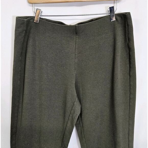 Pure Jill Slim Leg Cropped Olive Green Cotton Modal Blend Pull On Pants Medium - Picture 2 of 8